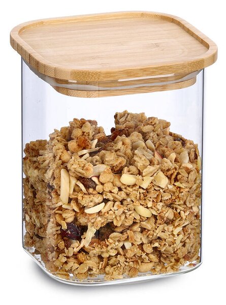 Dóza s bambusovým víkem, 900 ml, 11 x 11 x 13,6 cm
