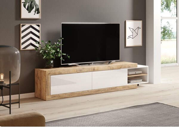 TV stolek Sophia Typ 40 (dub samdal + bílá + lesk bílý)