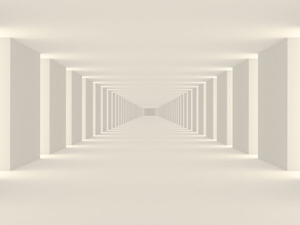 Fototapeta Dlouhá bílá místnost se sloupy, 3D fototapety, Populární fototapety, u95066 - Tapeko.co.cz