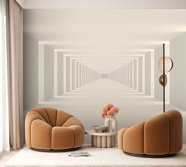 Fototapeta Dlouhá bílá místnost se sloupy, 3D fototapety, Populární fototapety, u95066 - Tapeko.co.cz