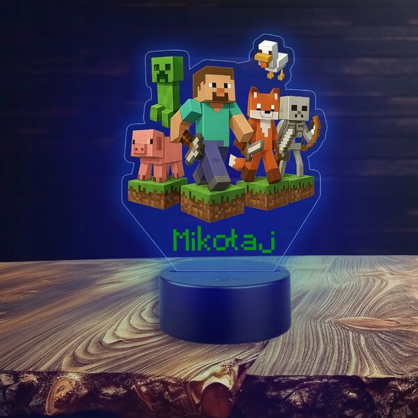 Noční lampa Koala Wood Minecraft vícebarevná s napájením přes USB/bat