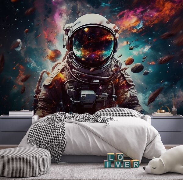 Fototapeta Astronaut ve vesmíru s velkou helmou, Dětské fototapety, Populární fototapety, u95147 - Tapeko.co.cz