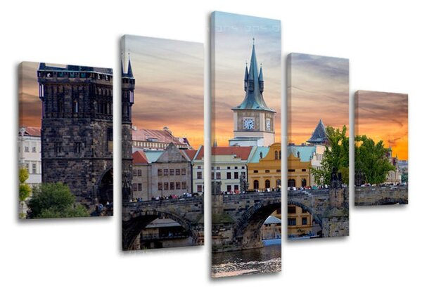 5dílný obraz na stěnu MĚSTO PRAHA - 100x80 cm