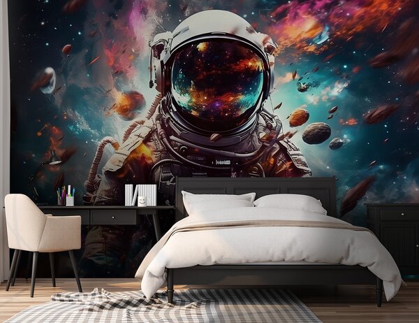 Fototapeta Astronaut ve vesmíru s velkou helmou, Dětské fototapety, Populární fototapety, u95147 - Tapeko.co.cz