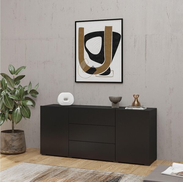 Komoda Avernic Typ Typ 26 (onyx černá + dub wotan)