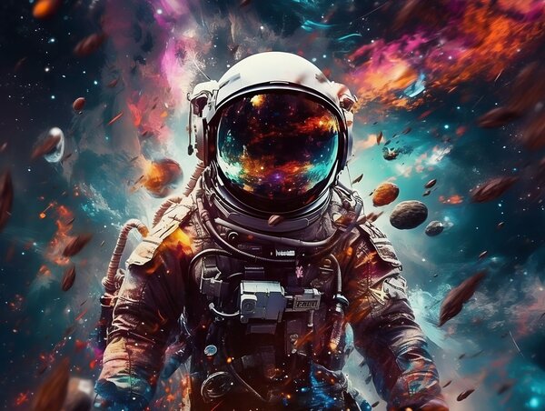 Fototapeta Astronaut ve vesmíru s velkou helmou, Dětské fototapety, Populární fototapety, u95147 - Tapeko.co.cz