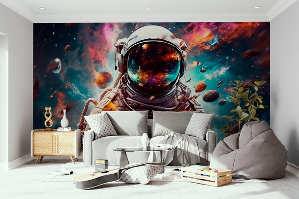 Fototapeta Astronaut ve vesmíru s velkou helmou, Dětské fototapety, Populární fototapety, u95147 - Tapeko.co.cz