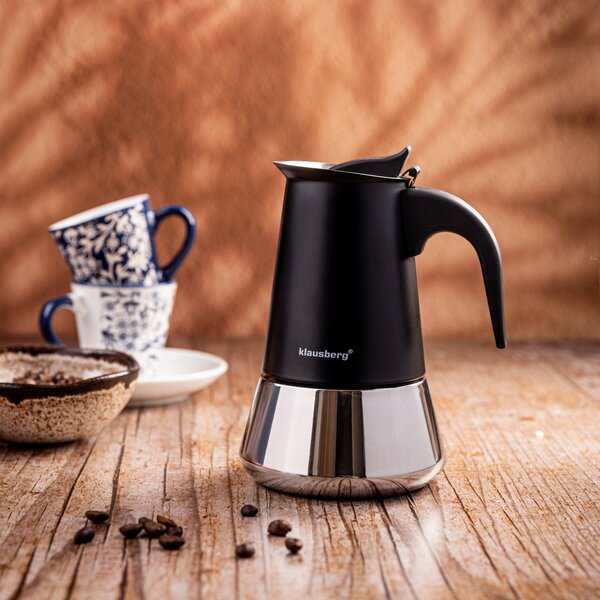 Kávovar Klausberg ocelový na indukci espresso plyn 6 šálků