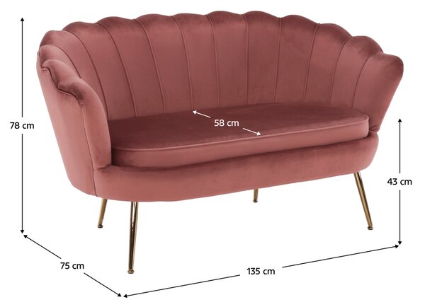 KONDELA Lavice ve stylu Art-deco, růžová Velvet látka / gold chrom-zlatý, NOBLIN
