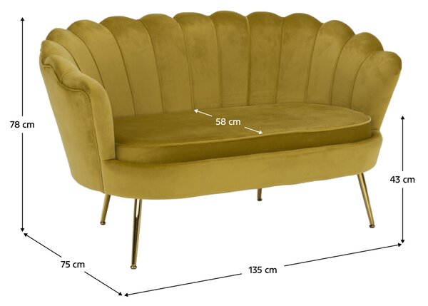 KONDELA Lavice ve stylu Art-deco, hořčicová Velvet látka / gold chrom-zlatý, NOBLIN