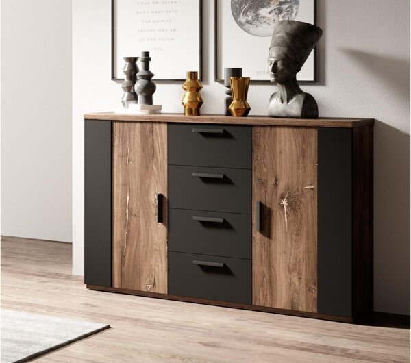 Komoda Signat Typ 26 (černá + dub artisan). Akce -10%