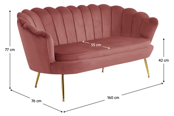 KONDELA Luxusní pohovka, růžová / zlatá, styl Art-deco, NOBLIN