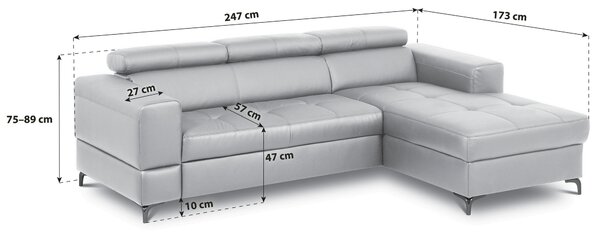 ROHOVÁ SEDAČKA, textil, kůže, šedá Livetastic - Sedací soupravy, Online Only