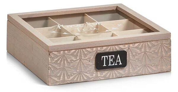 Zeller Present Dřevěná krabička na čaj - TIME FOR TEA, 9 přihrádek