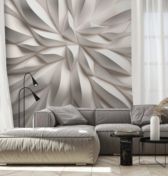 Fototapeta Bílý strukturovaný povrch se zvlněnými liniemi, 3D květinové fototapety, Populární fototapety, u95250 - Tapeko.co.cz