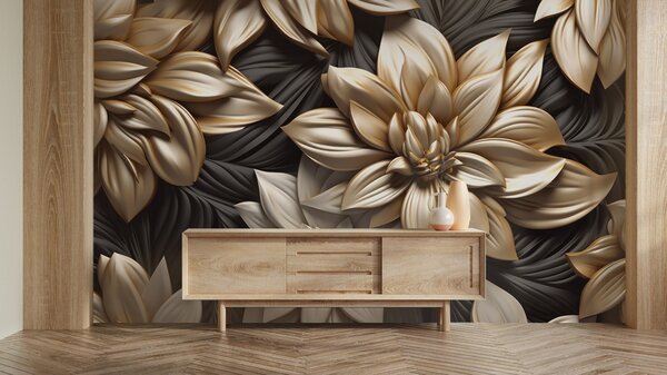 Fototapeta Elegantní květinový design na tmavém pozadí, 3D květinové fototapety, Populární fototapety, u95252 - Tapeko.co.cz