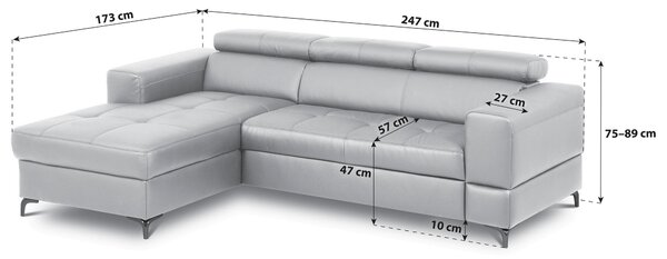 ROHOVÁ SEDAČKA, textil, kůže, šedá Livetastic - Sedací soupravy, Online Only