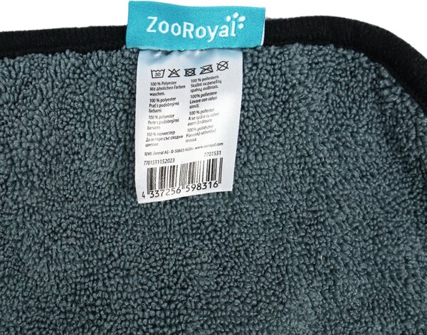 Ručník pro domácí mazlíčky ZOOROYAL 80x35 cm šedomodrý