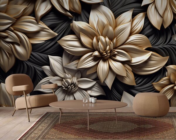 Fototapeta Elegantní květinový design na tmavém pozadí, 3D květinové fototapety, Populární fototapety, u95252 - Tapeko.co.cz