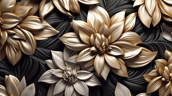 Fototapeta Elegantní květinový design na tmavém pozadí, 3D květinové fototapety, Populární fototapety, u95252 - Tapeko.co.cz
