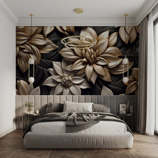 Fototapeta Elegantní květinový design na tmavém pozadí, 3D květinové fototapety, Populární fototapety, u95252 - Tapeko.co.cz