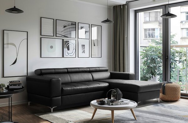 ROHOVÁ SEDAČKA, textil, kůže, černá Livetastic - Sedací soupravy, Online Only