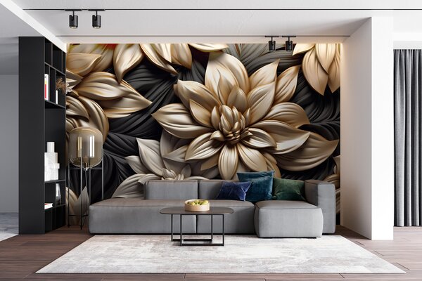 Fototapeta Elegantní květinový design na tmavém pozadí, 3D květinové fototapety, Populární fototapety, u95252 - Tapeko.co.cz