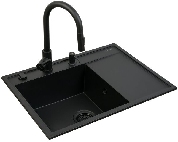 Pyramis Camea granitový dřez s baterií 68x50 cm černá 070223912BEI