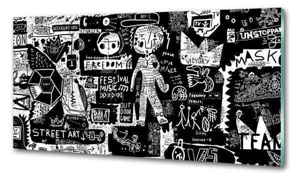 Skleněný panel do kuchynské linky Graffiti pksh-53556779