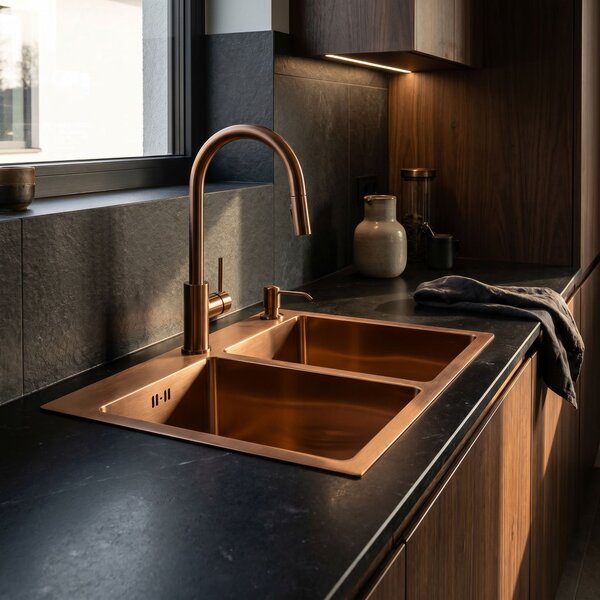 Rea Rea, Ocelové umyvadlo Toby BRUSH COPPER, ZLE-06416