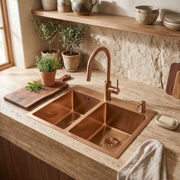 Rea Rea, Ocelové umyvadlo Toby BRUSH COPPER, ZLE-06416