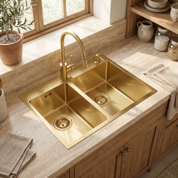 Rea Rea, Ocelové umyvadlo Toby BRUSH GOLD, ZLE-06415