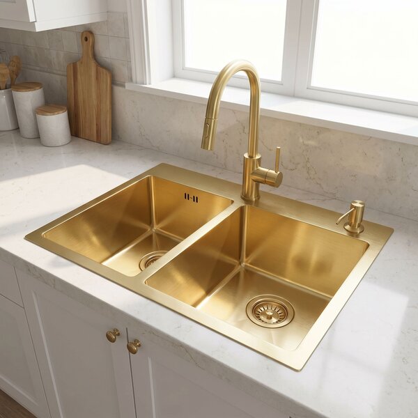 Rea Rea, Ocelové umyvadlo Toby BRUSH GOLD, ZLE-06415