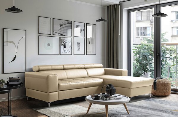 ROHOVÁ SEDAČKA, textil, kůže, světle šedá Livetastic - Sedací soupravy, Online Only