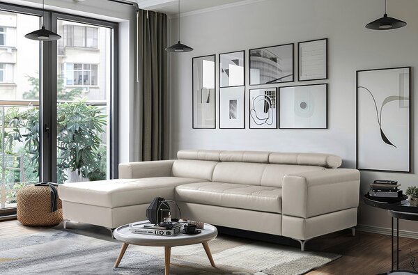 ROHOVÁ SEDAČKA, textil, kůže, platinová Livetastic - Sedací soupravy, Online Only