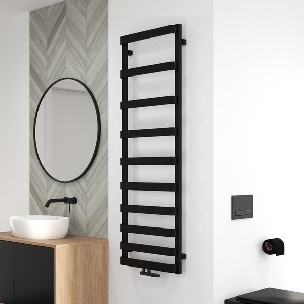 Oltens Varme koupelnový radiátor žebříkový 151x50 cm černá mat 55003300