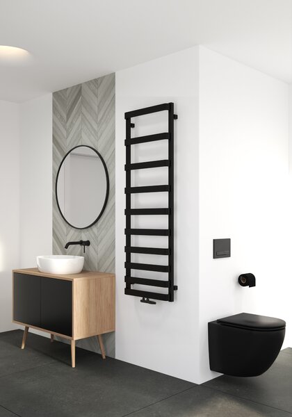 Oltens Varme koupelnový radiátor žebříkový 151x50 cm černá mat 55003300