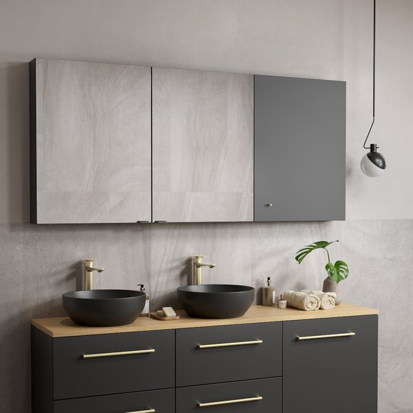 Cersanit Larga skříňka 40x14.3x80 cm se zrcadlem antracitová S164-033