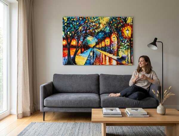 Autorská reprodukce na plátně MĚSTO - 55x40 cm