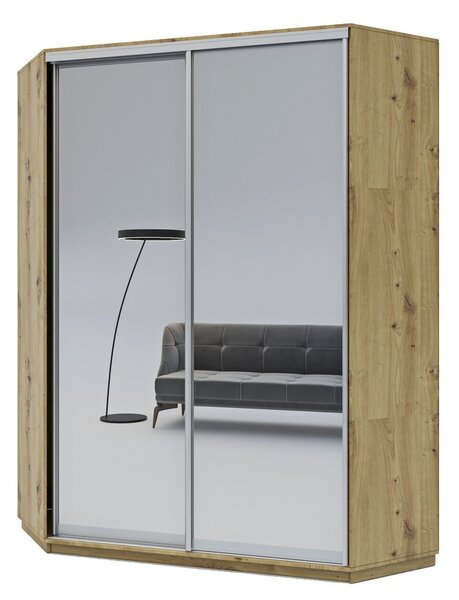 VerDesign CORZA rohová skříň 140, dub Artisan/silver