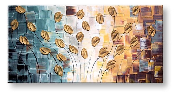 Autorská reprodukce na plátně KVĚTINY - 80x40 cm
