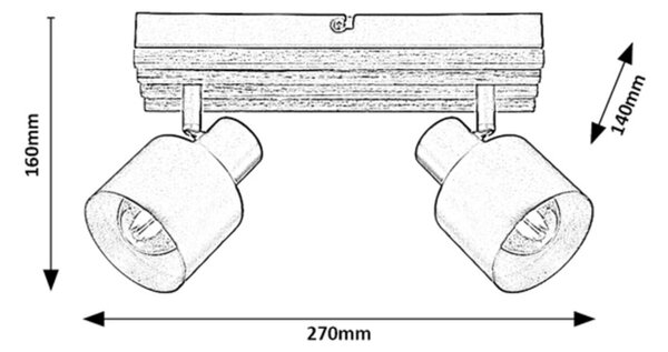 Rabalux Noxelle stropní světlo 2x10 W černá-dřevo 73421
