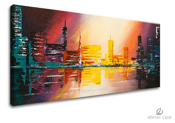 Autorská reprodukce na plátně MĚSTO - 60x30 cm