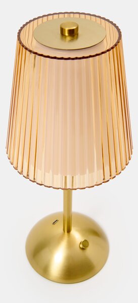 Sinsay - LED stolní lampa s žebrovaným stínidlem a zlatými prvky - hnědá
