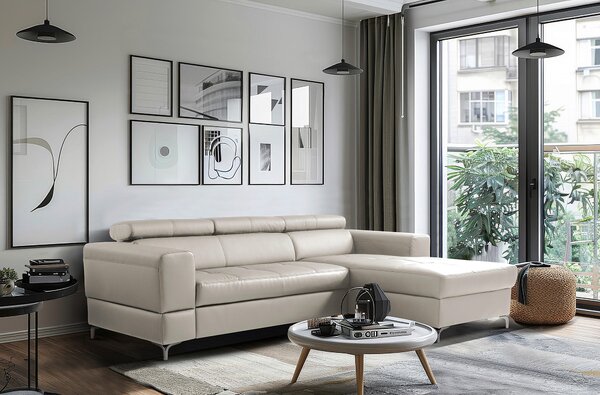 ROHOVÁ SEDAČKA, textil, kůže, platinová Livetastic - Sedací soupravy, Online Only