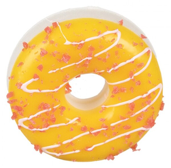 Dekorace plastový donut se žlutou polevou – 8x3 cm