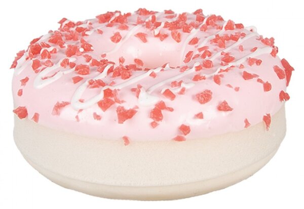 Dekorace plastový donut s růžovou polevou – 8x3 cm