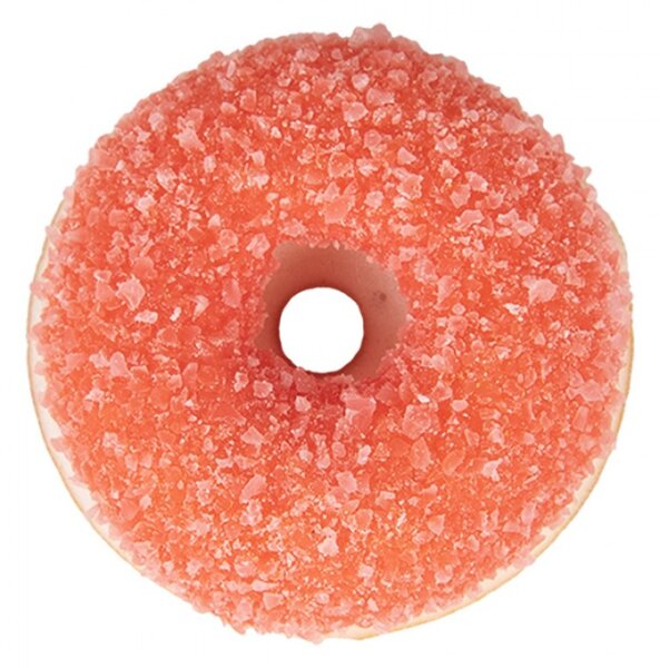 Dekorace plastový donut s červenou polevou – 6x2 cm