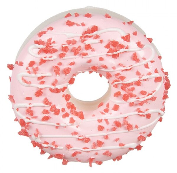 Dekorace plastový donut s růžovou polevou – 8x3 cm
