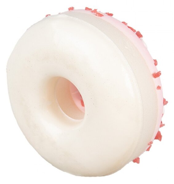 Dekorace plastový donut s růžovou polevou – 8x3 cm
